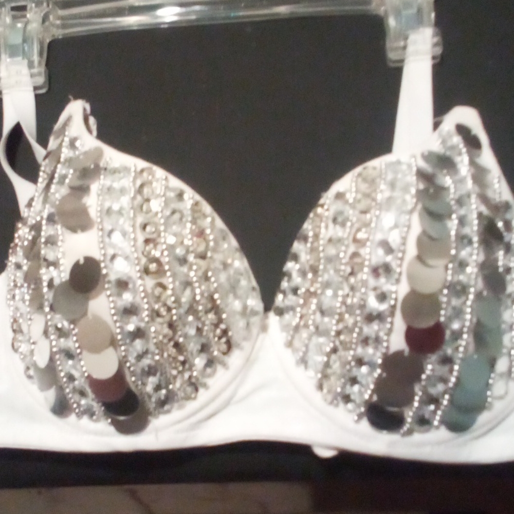 34 white bedazzled bre